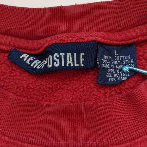 Men's Thrashed Destroyed Aeropostale Sweatshirt L Red Holes Grunge Skater Punk - Picture 4 of 15